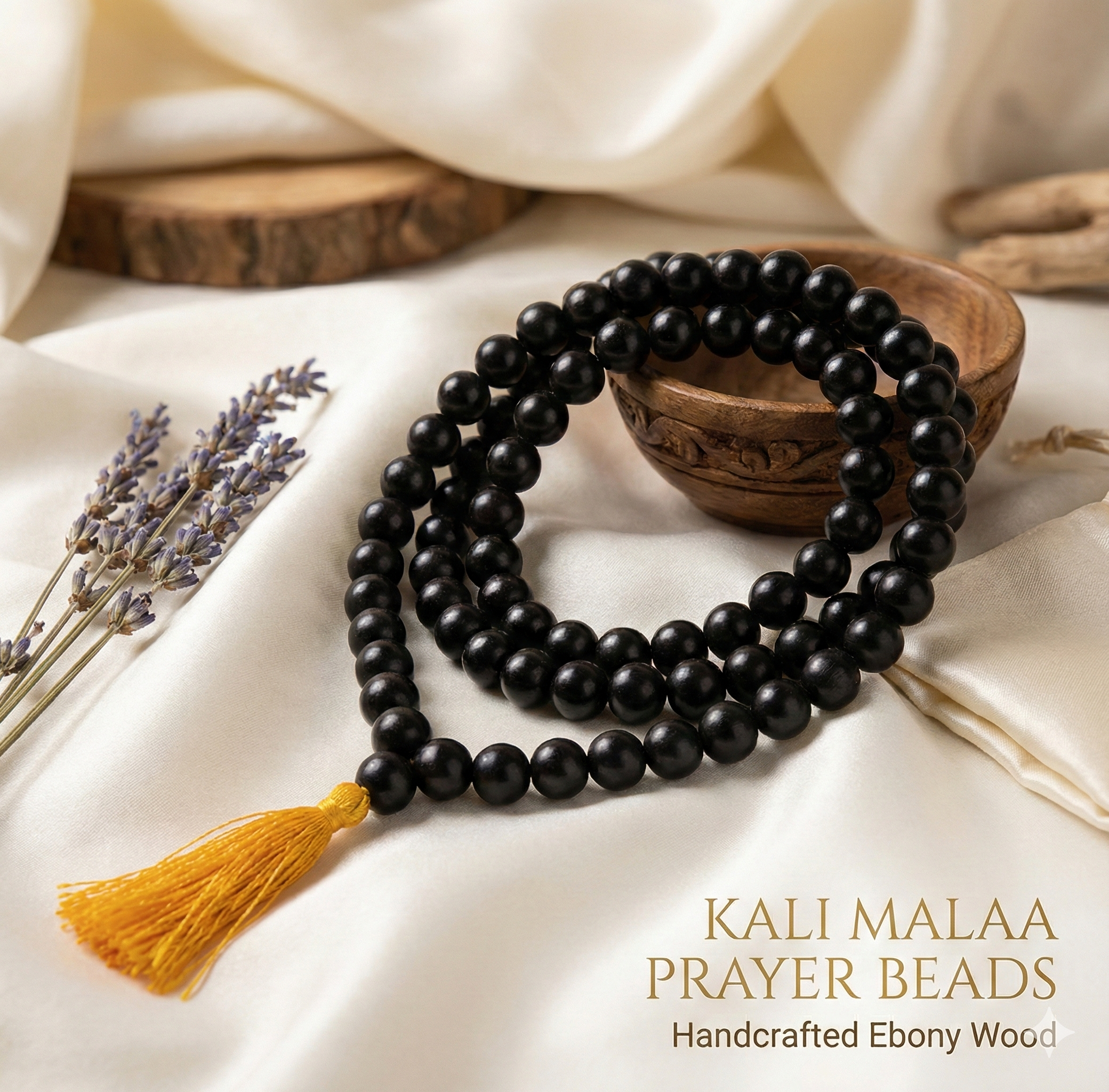 Original Black Hakik Mala –  for Meditation, Japa & Protection
