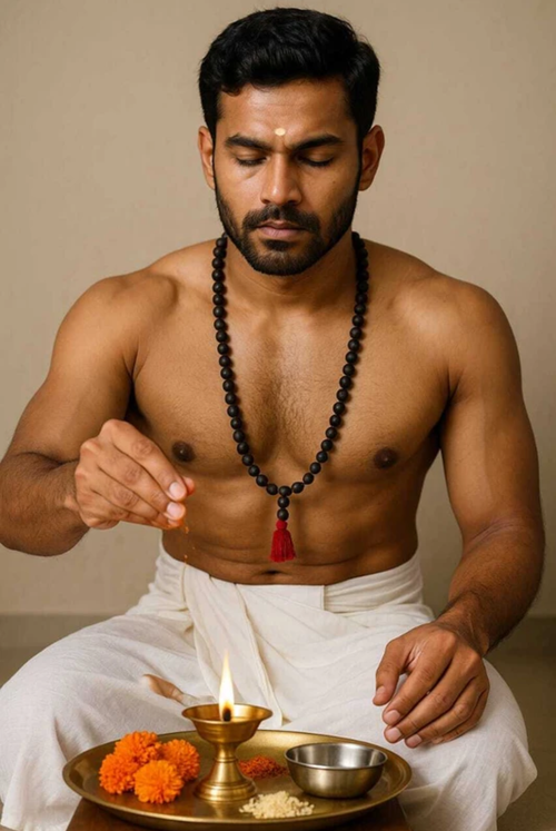 Original Black Hakik Mala –  for Meditation, Japa & Protection